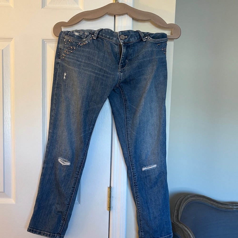 White House Black Market Blue Cropped Jeans